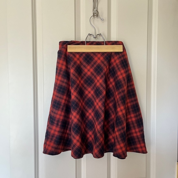 Loft Orange and Navy Plaid Mini Skirt - Picture 8 of 9